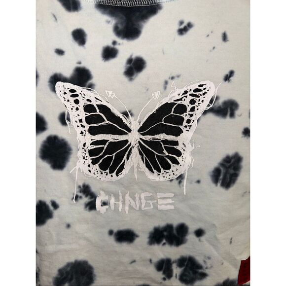 CHNGE Butterfly Tie-Dye Short-Sleeve Crop Top – Women’s Size Large - Picture 5 of 10